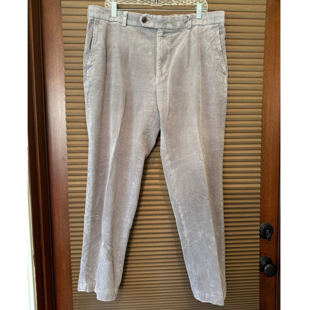 Brooks Brothers Pants Mens 38x29 Milano Grey Wide Wale Corduroy Flat Front EUC